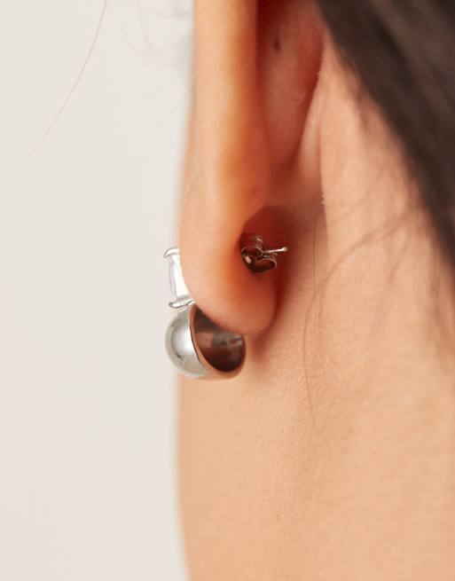 Lost Souls Stainless Steel Bubble Stud Earrings With Crystal Detail In Silver
