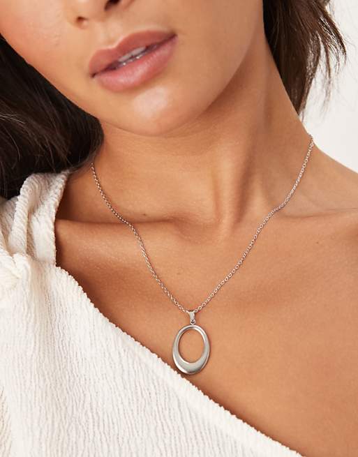 Lost Souls stainless steel cutout large pendant necklace in silver
