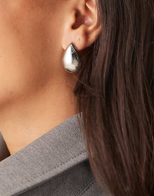 Lost Souls stainless steel teardrop stud earrings in silver