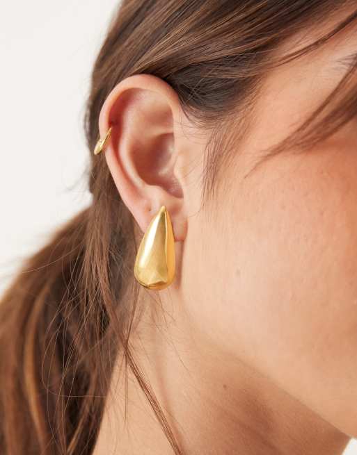 Lost Souls Teardrop Statement Stud Earrings In 18ct Gold Plated Stainless Steel