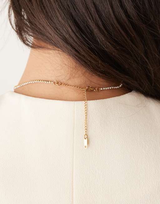 Lost Souls Tennis Rhinestone Necklace In 18ct Gold Plated Stainless Steel