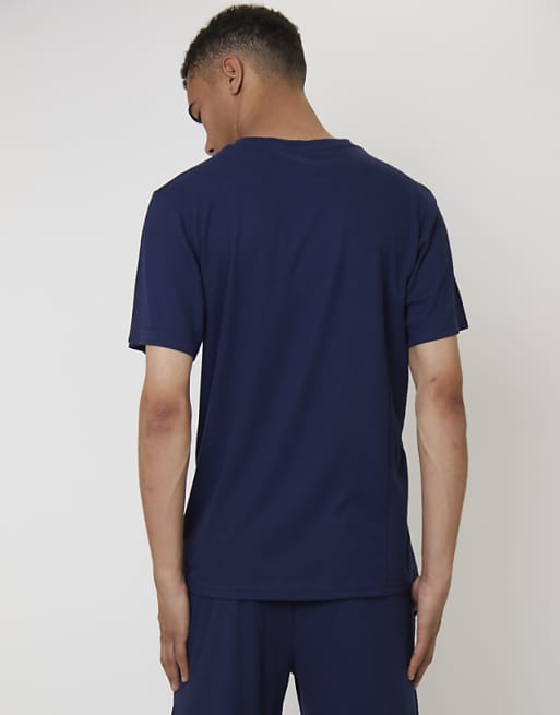Loungeable Men's Pyjamas Short Sleeve And Trouser Waffle Pjyama Set In Navy