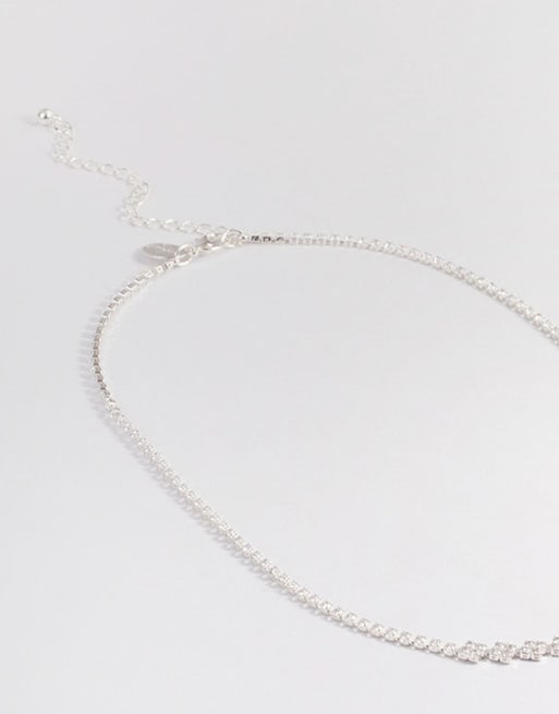 Lovisa Cubic Zirconia Diamond Stone Necklace Set In Silver