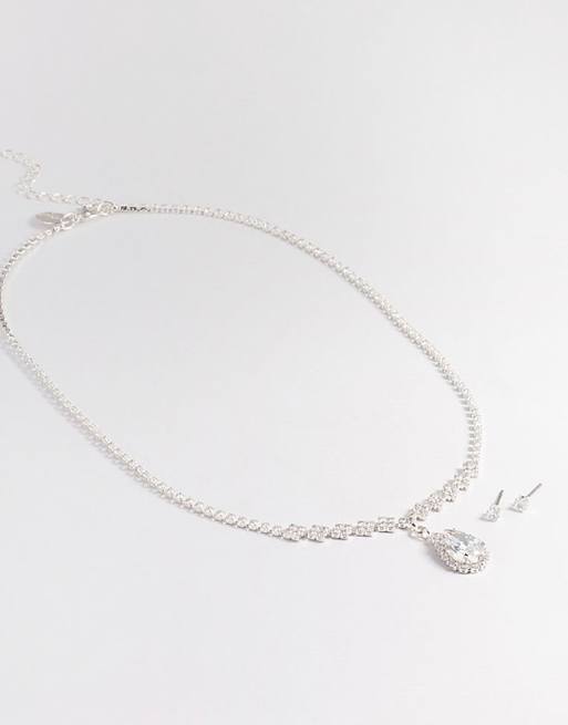 Lovisa Cubic zirconia diamond stone necklace set in silver