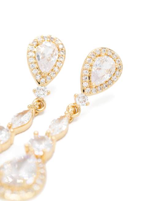 Lovisa Gold Cubic Zirconia Halo Drop Earrings In Gold