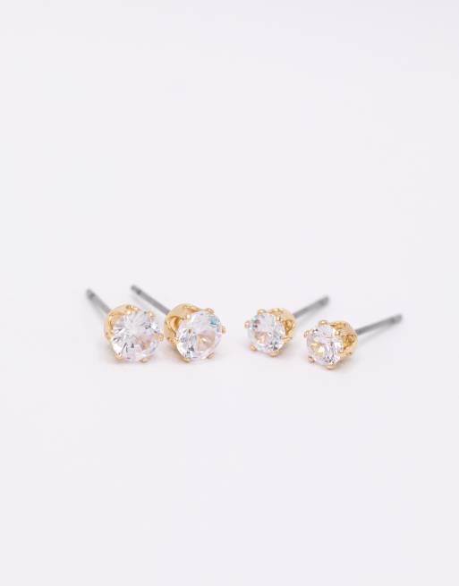 Lovisa Gold Diamond Simulant Diamante & Pearl Necklace & Earrings Set In Gold