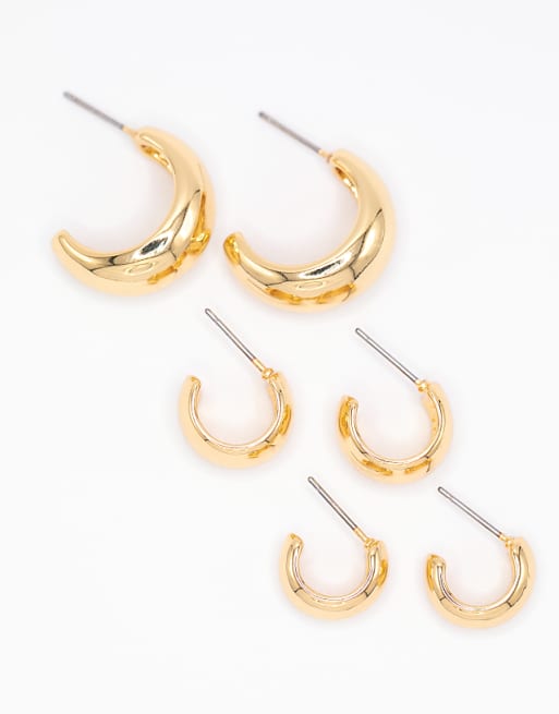 Lovisa Gold plated brass chunky hoop earrings 3