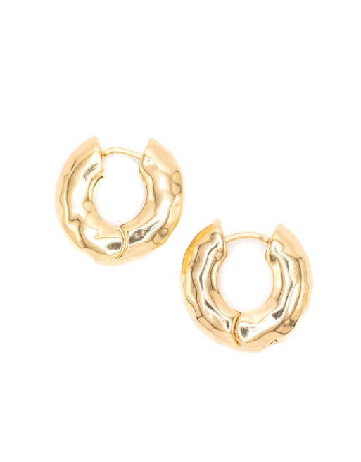 Lovisa Gold Plated Brass Hammered Graduating Hoop Earrings 3