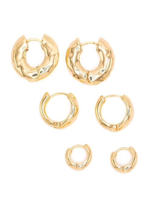 Lovisa Gold plated brass hammered graduating hoop earrings 3