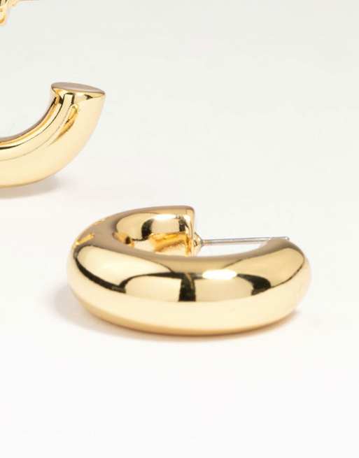 Lovisa Gold Plated Brass Large Chunky Hoop Earrings In Gold