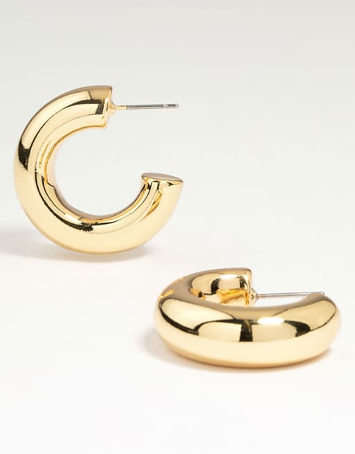 Lovisa Gold plated brass large chunky hoop earrings in gold