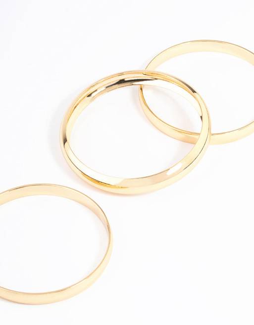 Lovisa Gold Plated Classic Medium Smooth Bangle Pack In Gold