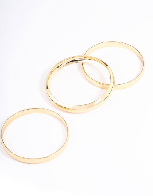 Lovisa Gold plated classic medium smooth bangle pack in gold