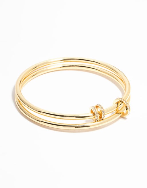 Lovisa Gold plated layered rondell bangle in gold
