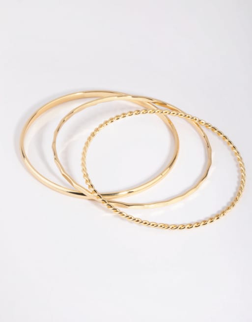 Lovisa Gold Plated Mixed Bangle Pack In Gold