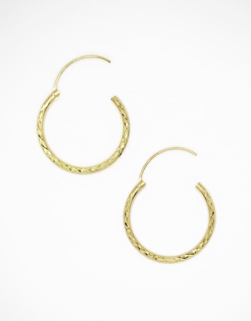 Lovisa Gold Plated Sterling Silver 25mm Diamond Cut Hoop Earrings In Gold