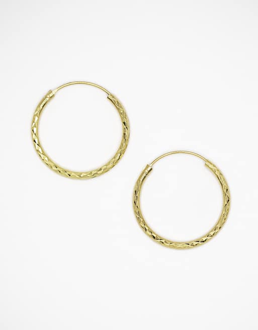 Lovisa Gold plated sterling silver 25mm diamond cut hoop earrings in gold