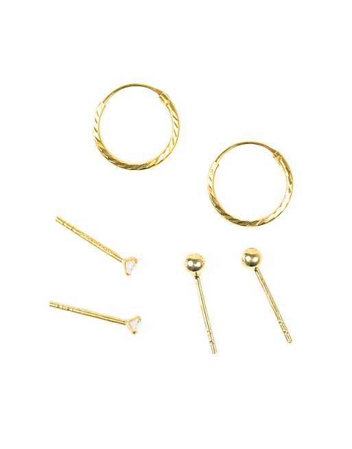 Lovisa gold plated sterling silver ball stud & hoop earring pack in gold