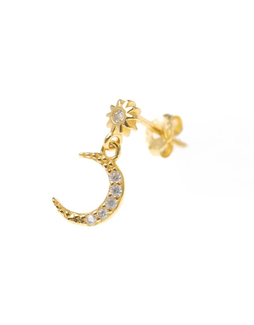 Lovisa Gold Plated Sterling Silver Celestial Cubic Zirconia Drop Earrings In Gold