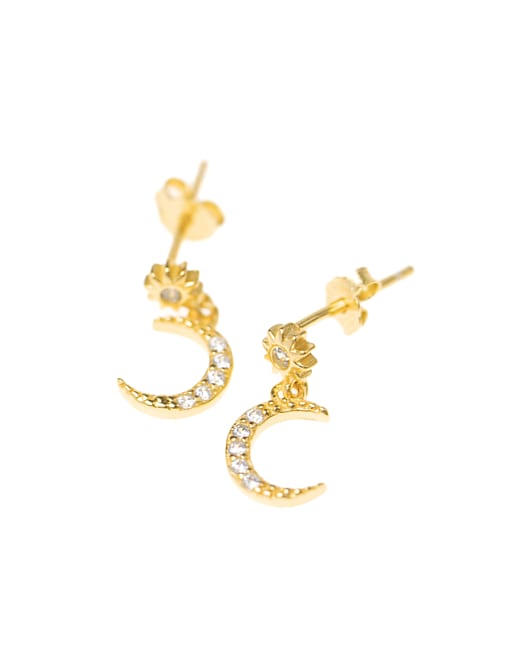 Lovisa gold plated sterling silver celestial cubic zirconia drop earrings in gold