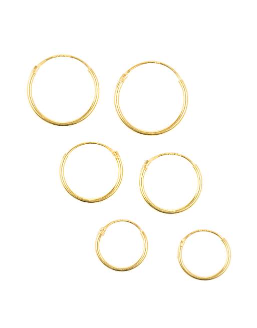Lovisa Gold plated sterling silver classic hoop earring pack in gold