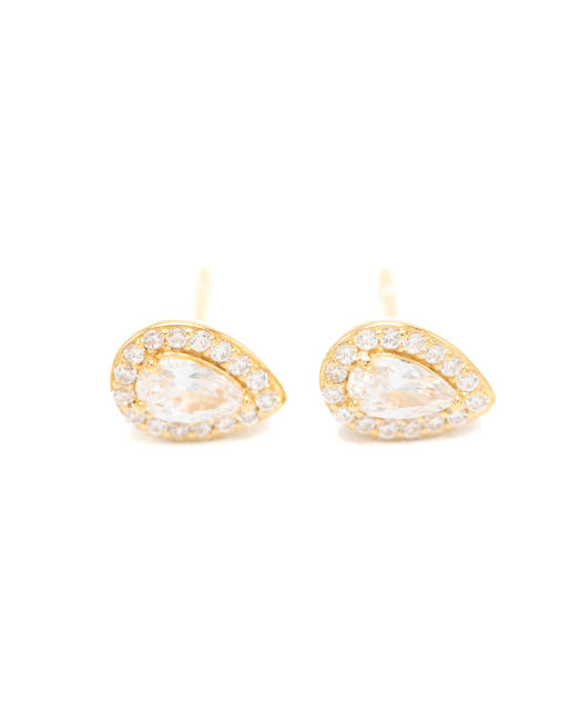 Lovisa Gold Plated Sterling Silver Cubic Zirconia Halo Stud Earrings In Gold