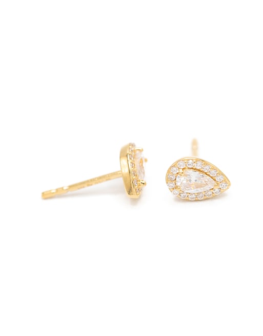 Lovisa Gold plated sterling silver cubic zirconia halo stud earrings in gold