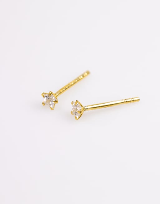 Lovisa Gold Plated Sterling Silver Diamante Line Star Earrings Trio In Gold