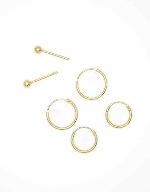 Lovisa Gold plated sterling silver stud & hoop pack earring in gold