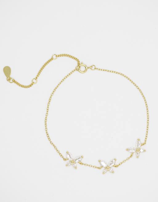 Lovisa Gold plated sterling silver triangular cubic zirconia butterfly bracelet in gold