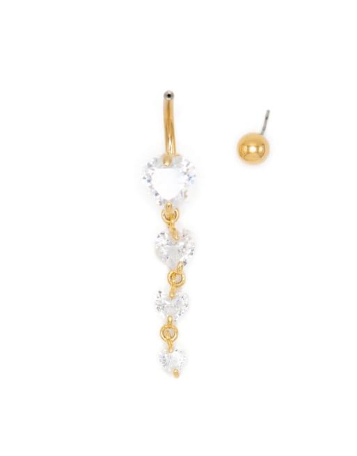 Lovisa Gold Plated Surgical Steel Cubic Zirconia Heart Belly Ring In Gold