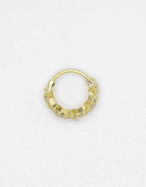 Lovisa Gold Plated Surgical Steel Cubic Zirconia Star Clicker Ring In Gold