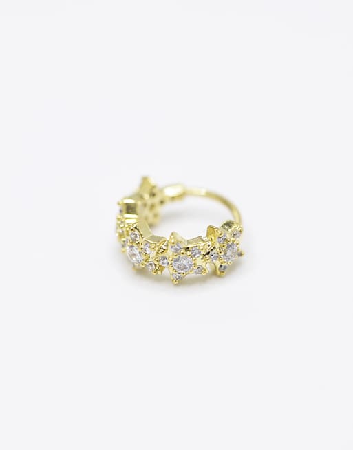 Lovisa Gold plated surgical steel cubic zirconia star clicker ring in gold