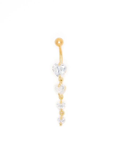 Lovisa Gold plated surgical steel heart belly bar in gold