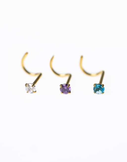 Lovisa Gold Plated Surgical Steel Pastel Diamante Nose Stud 6-pack In Gold
