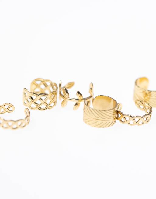 Lovisa Gold Plated Surgical Steel Roman Leaf Ear Cuff 10-pack In Gold