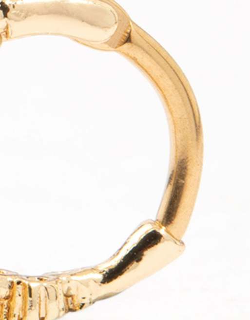 Lovisa Gold Plated Surgical Steel Zig Zag Cubic Zirconia Clicker Ring In Gold