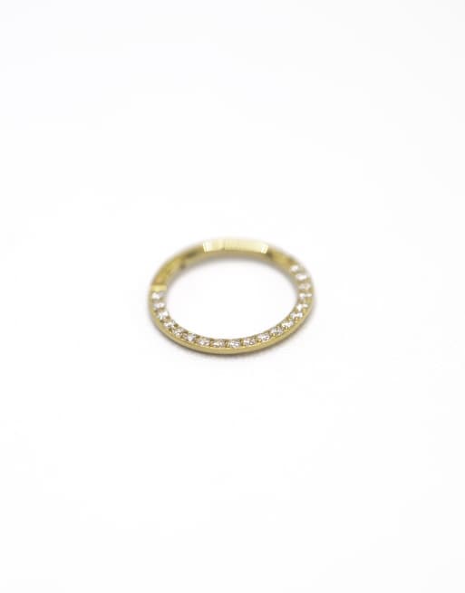 Lovisa Gold Plated Titanium Cubic Zirconia Clicker Ring 10mm In Gold