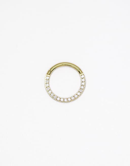Lovisa Gold plated titanium cubic zirconia clicker ring 10mm in gold
