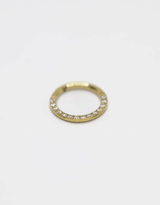 Lovisa Gold Plated Titanium Cubic Zirconia Clicker Ring In Gold