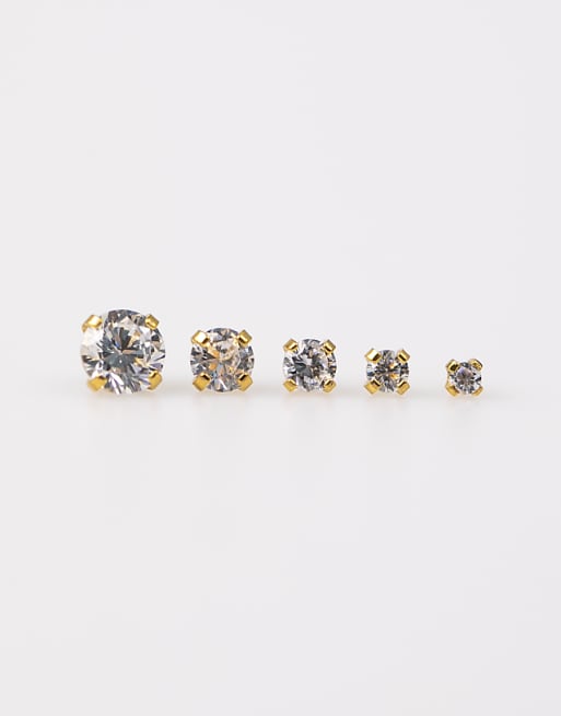 Lovisa Gold plated titanium graduating stone flat backs 6-pack in gold