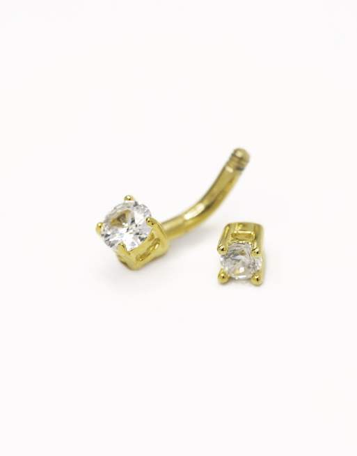 Lovisa Gold Plated Titanium Mini Double Round Bellybar In Gold