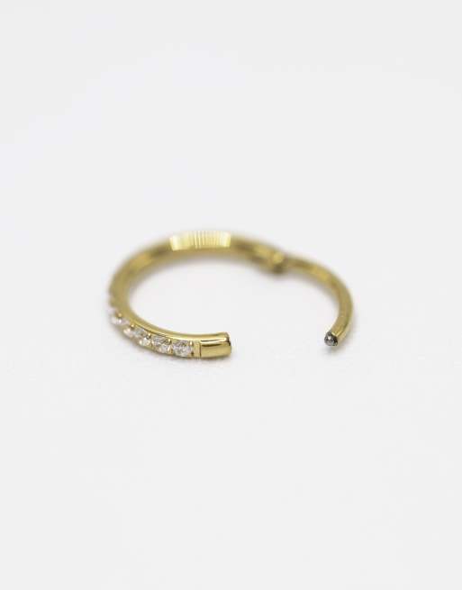 Lovisa Gold Plated Titanium Pave Cubic Zirconia Band Clicker Ring In Gold