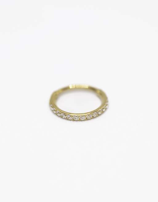 Lovisa Gold plated titanium pave cubic zirconia band clicker ring in gold
