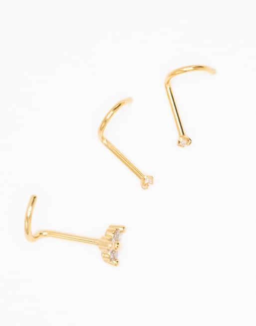 Lovisa Gold Snake Diamante Nose 6-pack In Gold