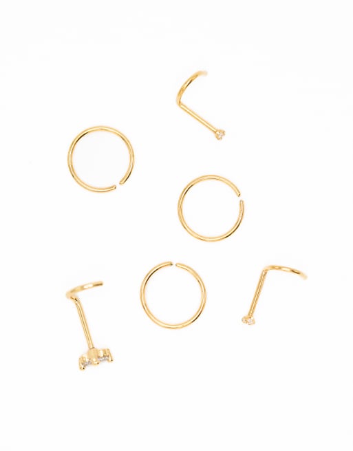 Lovisa Gold snake diamante nose 6-pack in gold