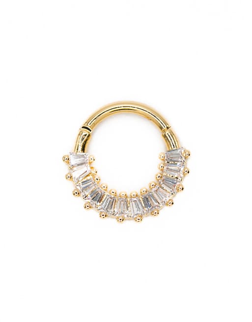 Lovisa Gold surgical steel baguette clicker earring in gold