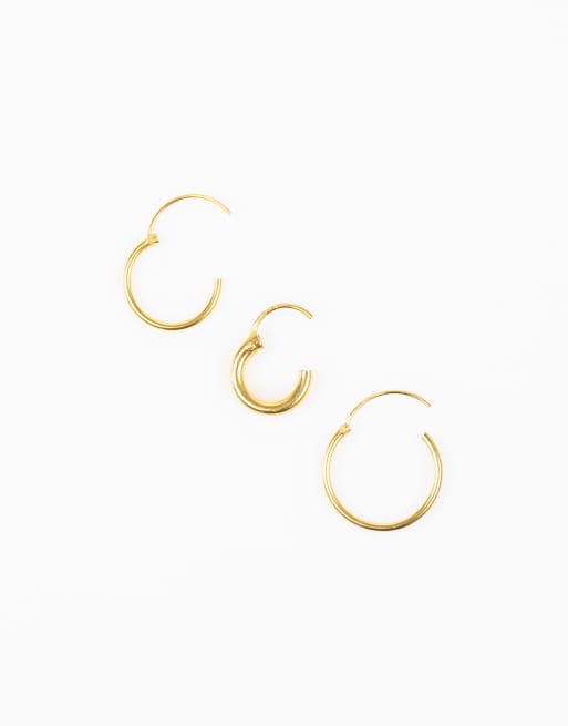 Lovisa Lovisa Gold Plated Sterling Silver Mix Thick Hoop Earring Pack In Gold