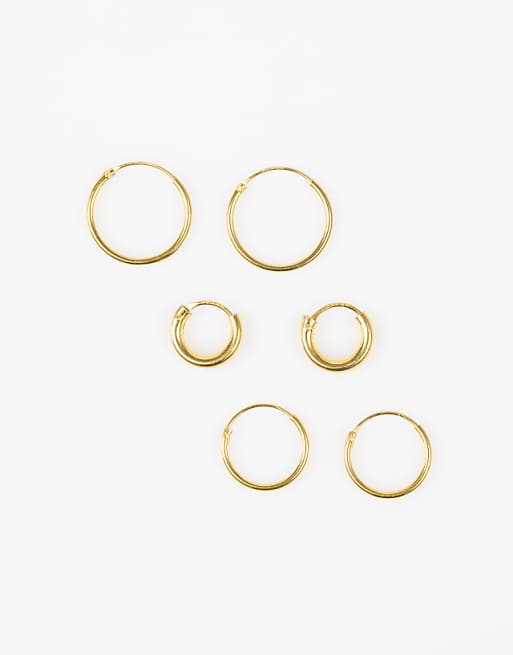 Lovisa Lovisa gold plated sterling silver mix thick hoop earring pack in gold