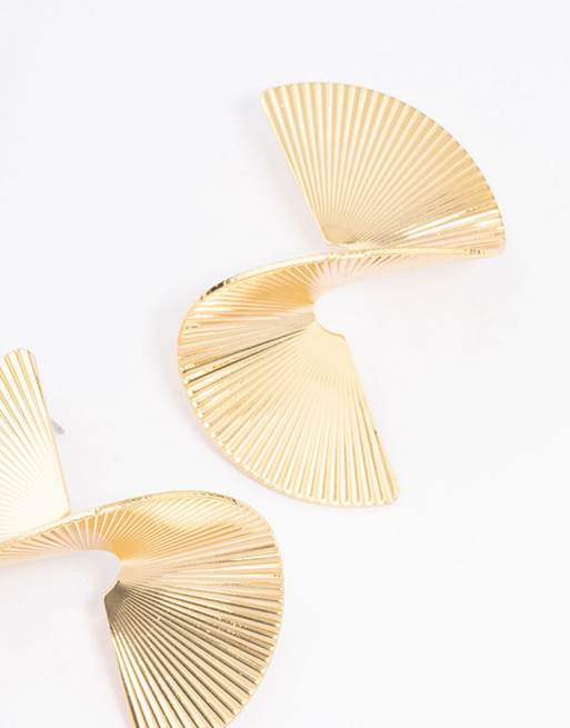Lovisa Lovisa Gold Plated Twisted Fan Statement Stud Earrings In Gold